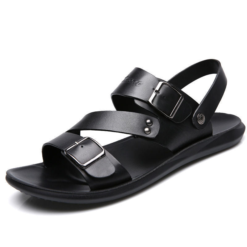 Sandales homme en cuir fendu avec boucle réglable – Confort quotidien et style décontracté