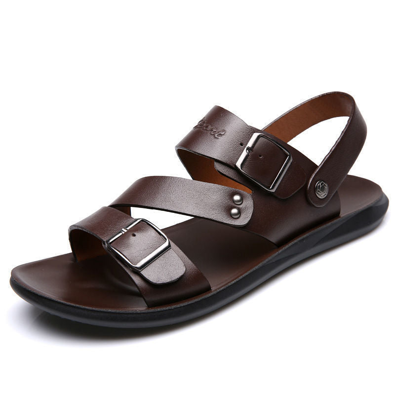 Sandales homme en cuir fendu avec boucle réglable – Confort quotidien et style décontracté