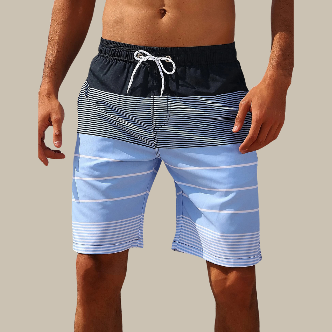 Aqua Di Man short de bain homme | Mi-long, séchage rapide et extensible | Color block, coupe classique