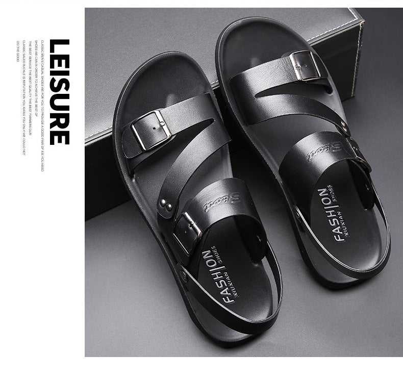 Sandales homme en cuir fendu avec boucle réglable – Confort quotidien et style décontracté