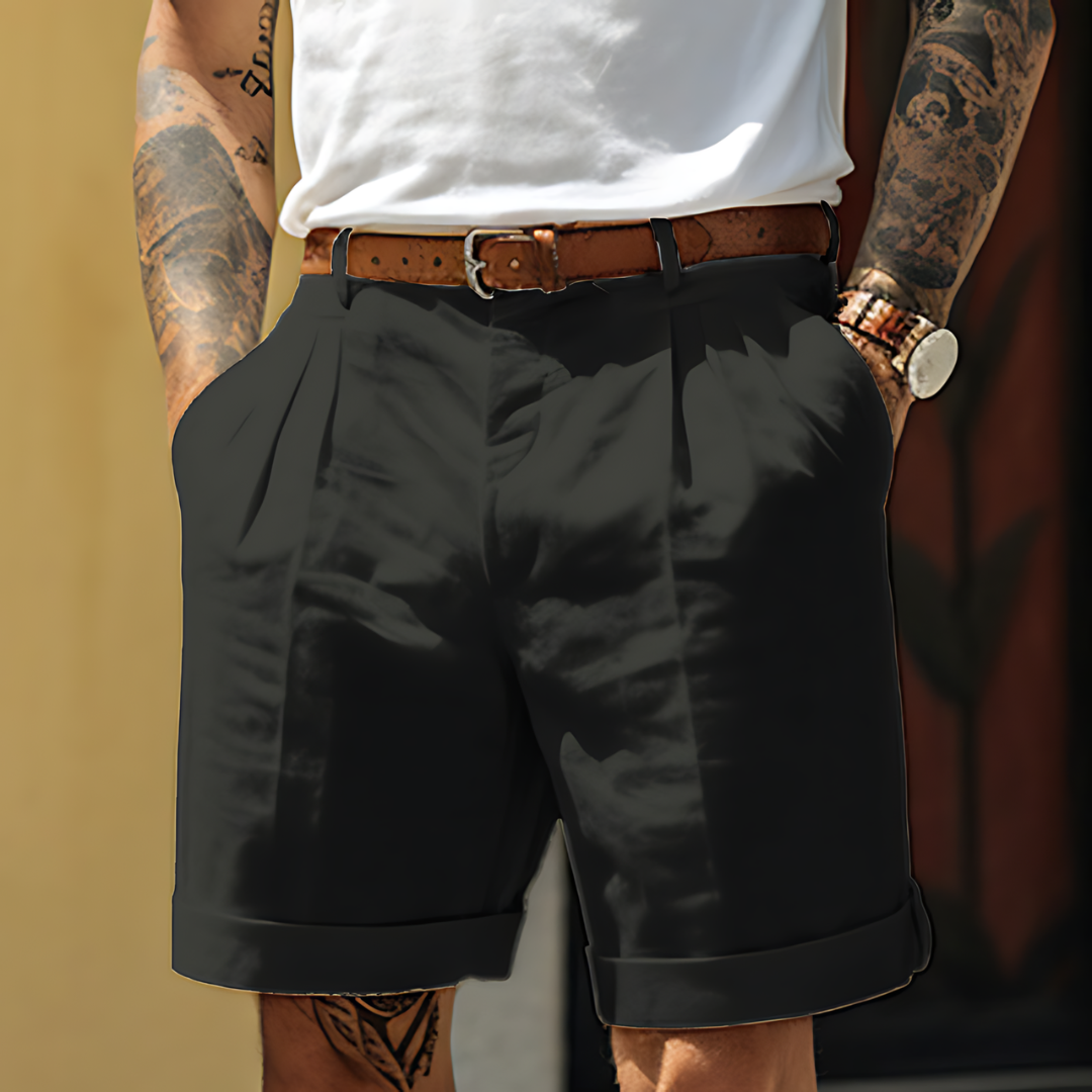 Short chino homme | Coupe casual chic avec revers et poches
