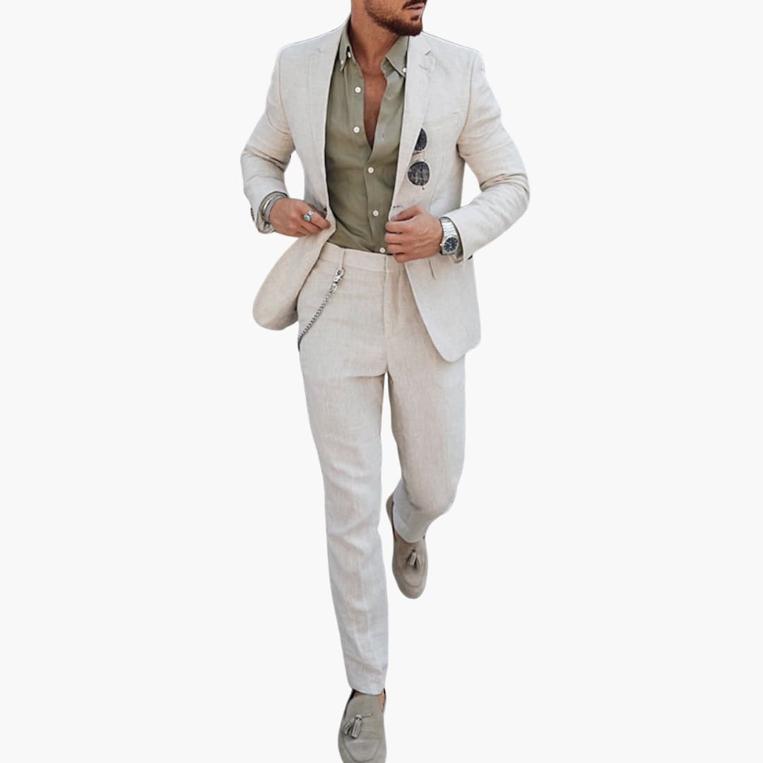 Costume homme d’été avec veste à bouton et pantalon slim