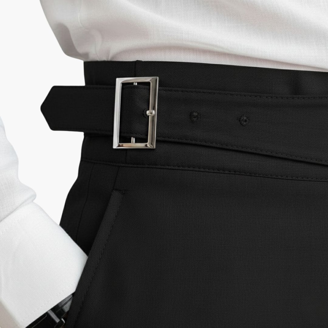 Pantalon homme taille haute à boucle réglable