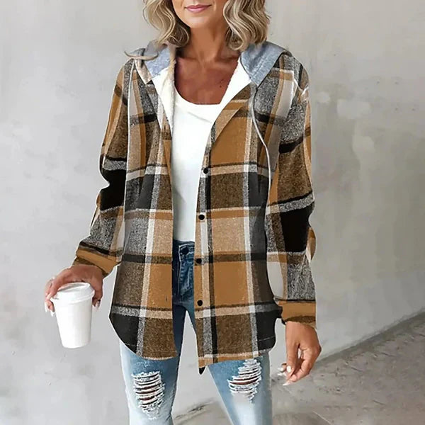 Gilet À Capuche Femme À Carreaux | Style Décontracté Et Confortable