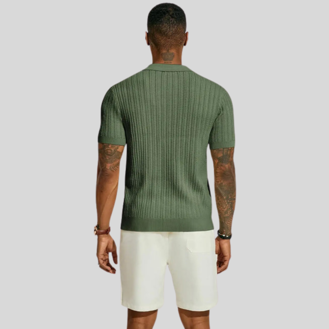 Chemise homme manches longues | Maille légère, coupe droite | Col classique, boutonnage intégral