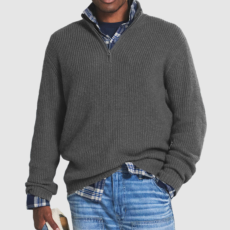 Pull Demi-Zip Homme | Style Business-Casual | Col Montant | Confort Quotidien