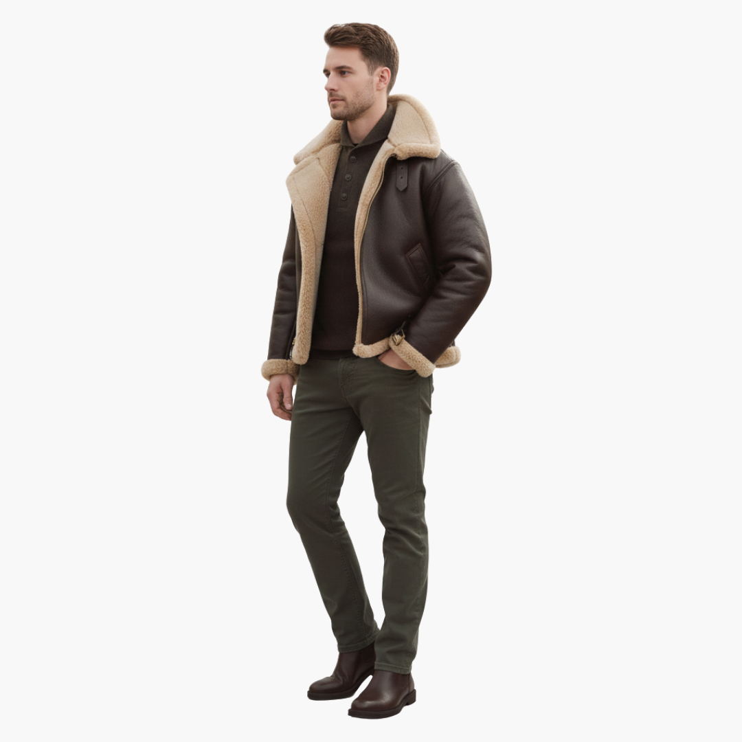 Giubbotto aviatore uomo con fodera sherpa