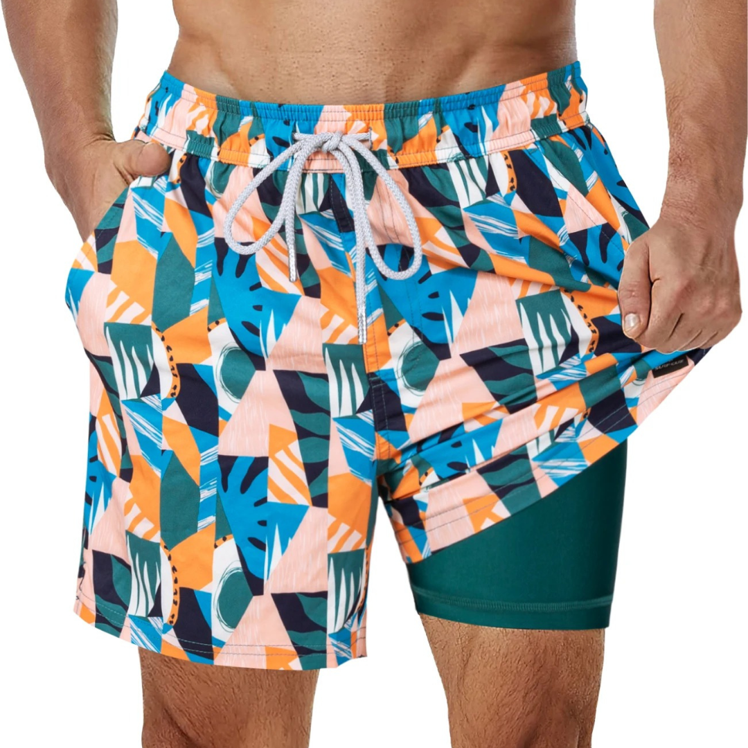 Calções de banho para homens com bolsos laterais