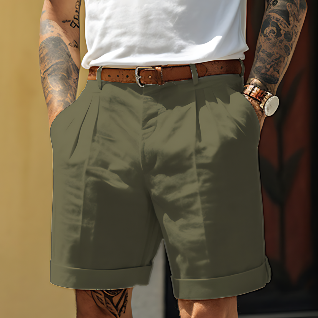 Short chino homme | Coupe casual chic avec revers et poches