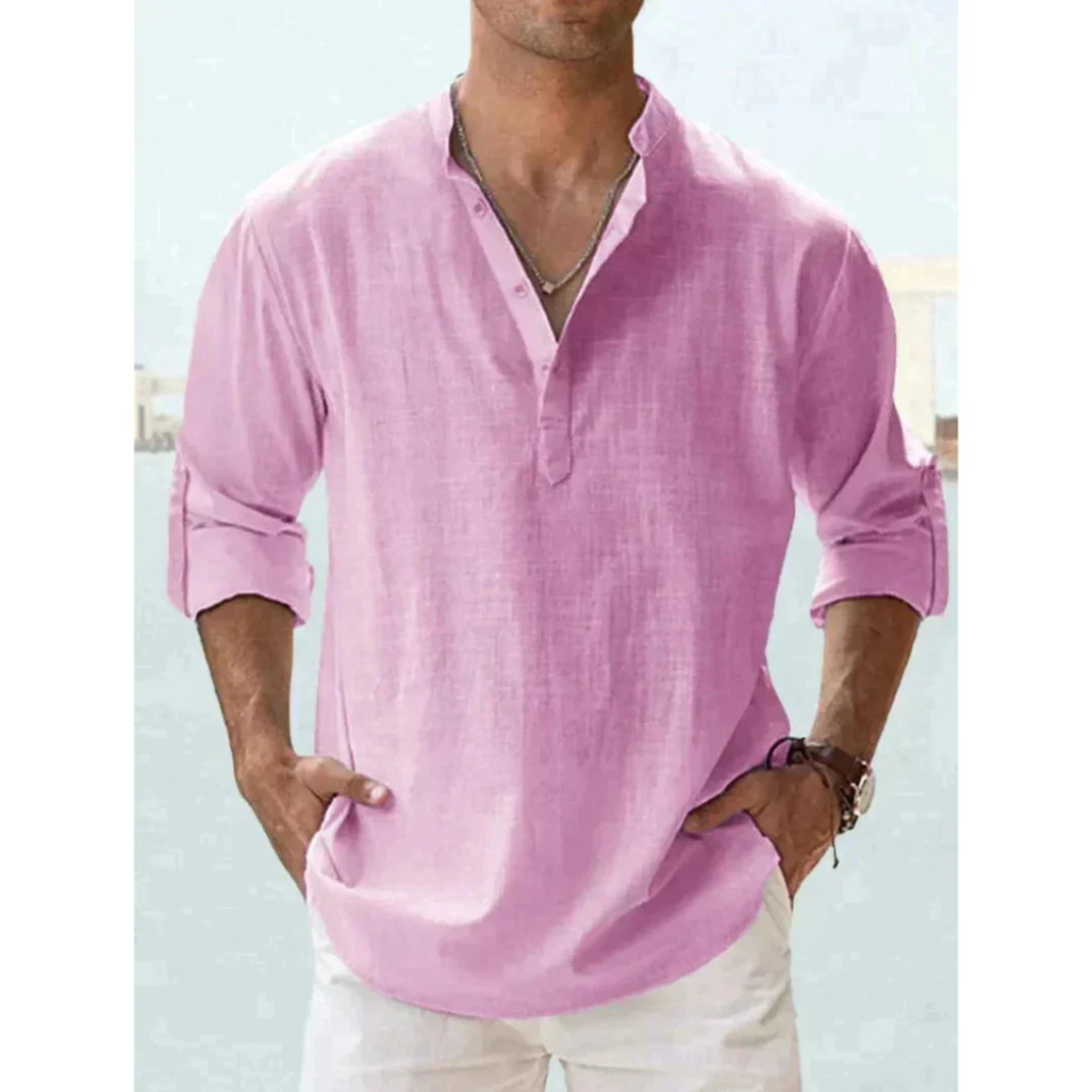 Chemise homme manches longues | Coupe droite respirante, col boutonné | Légère, coloris unis, tailles S à XXL