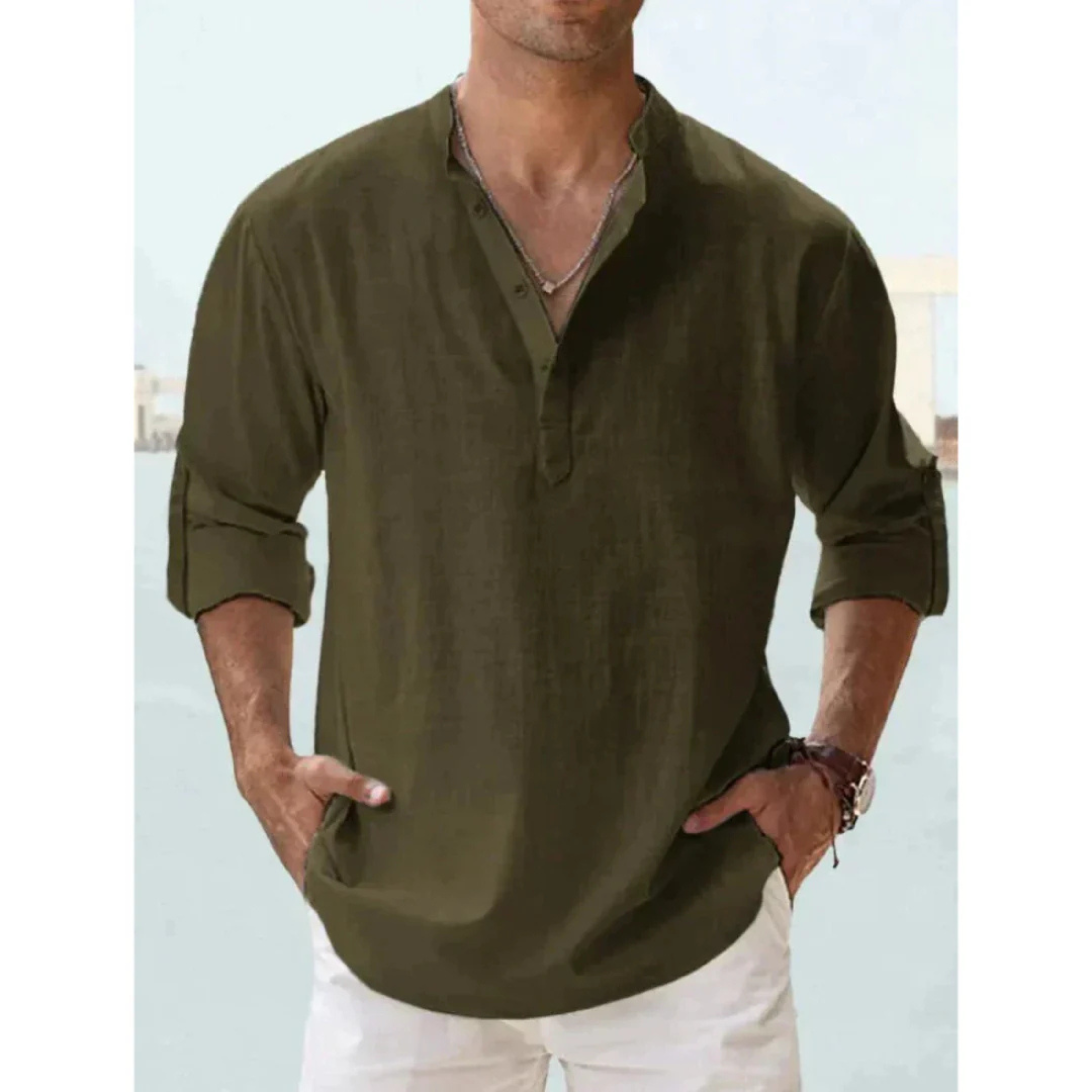 Chemise homme manches longues | Coupe droite respirante, col boutonné | Légère, coloris unis, tailles S à XXL