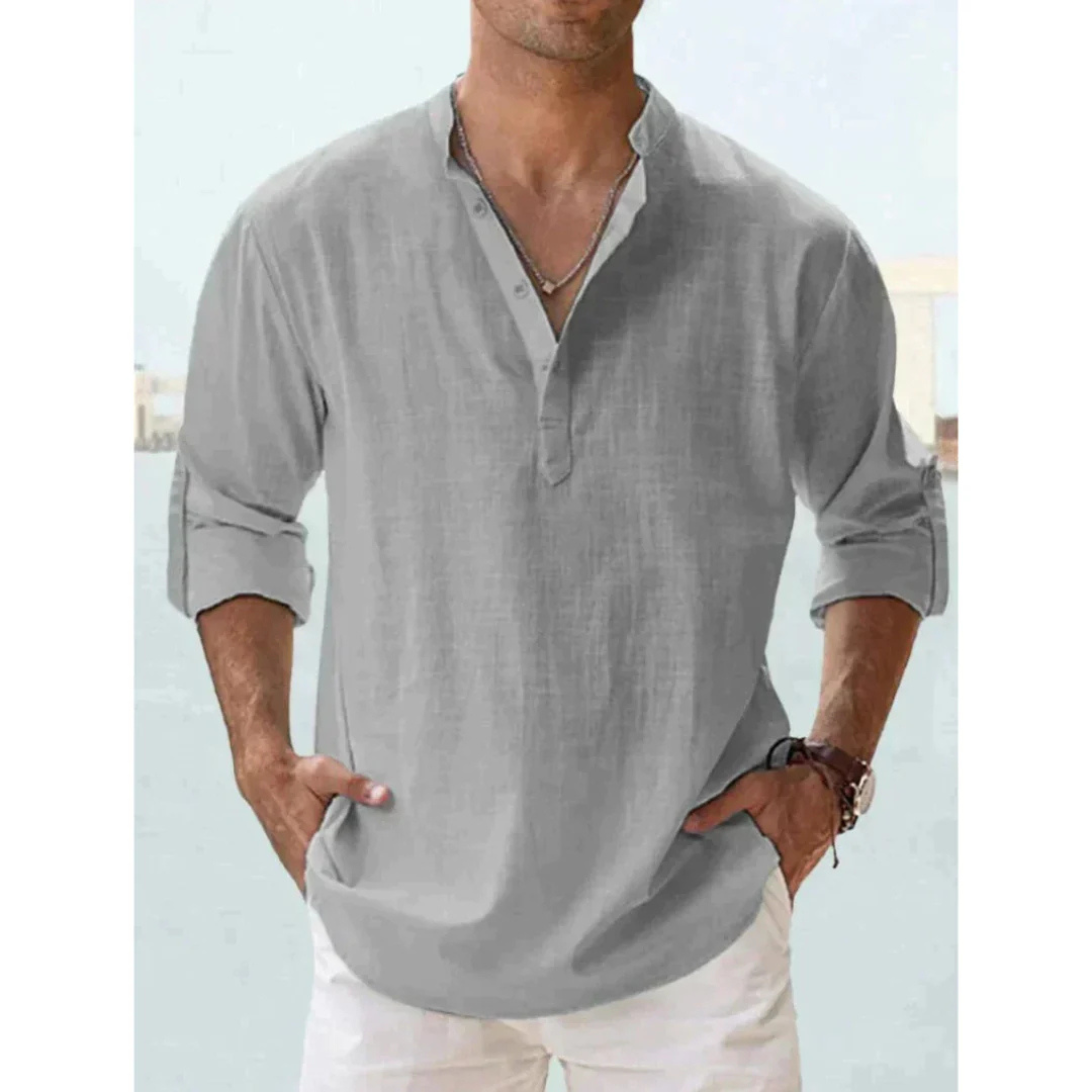 Chemise homme manches longues | Coupe droite respirante, col boutonné | Légère, coloris unis, tailles S à XXL