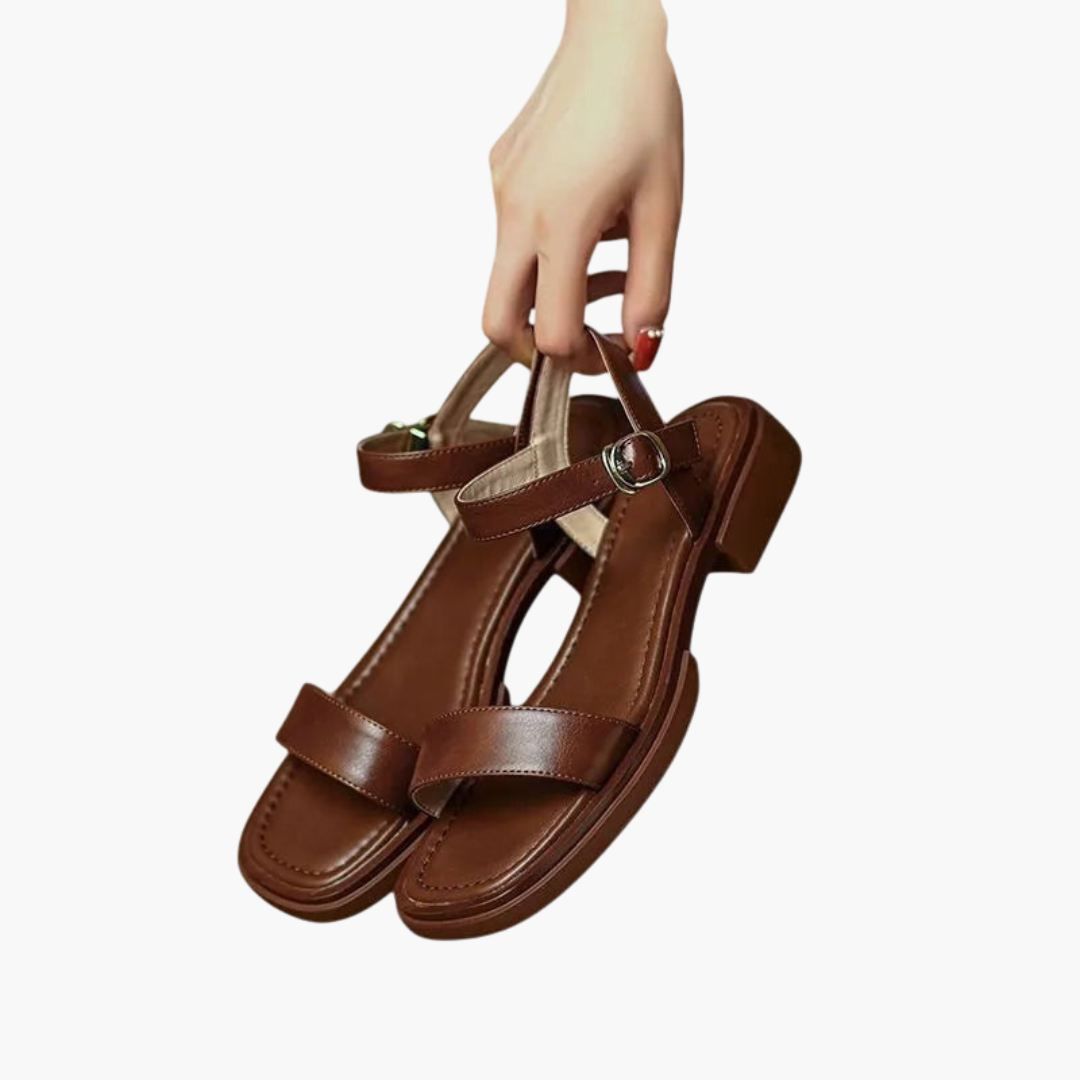 Femmes Sandales orthopédiques en cuir avec talon bloc