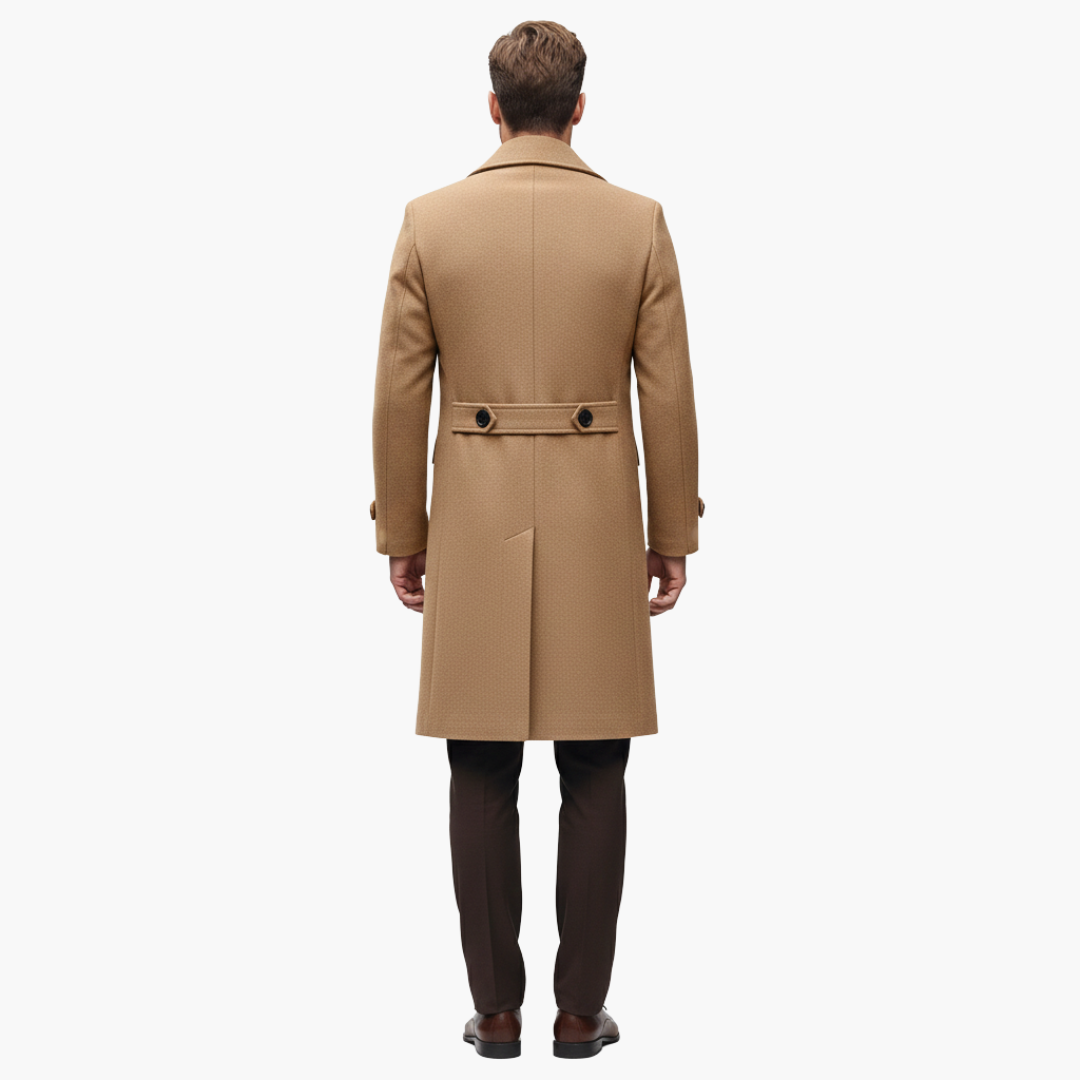 Manteau homme long avec col à revers et boutons