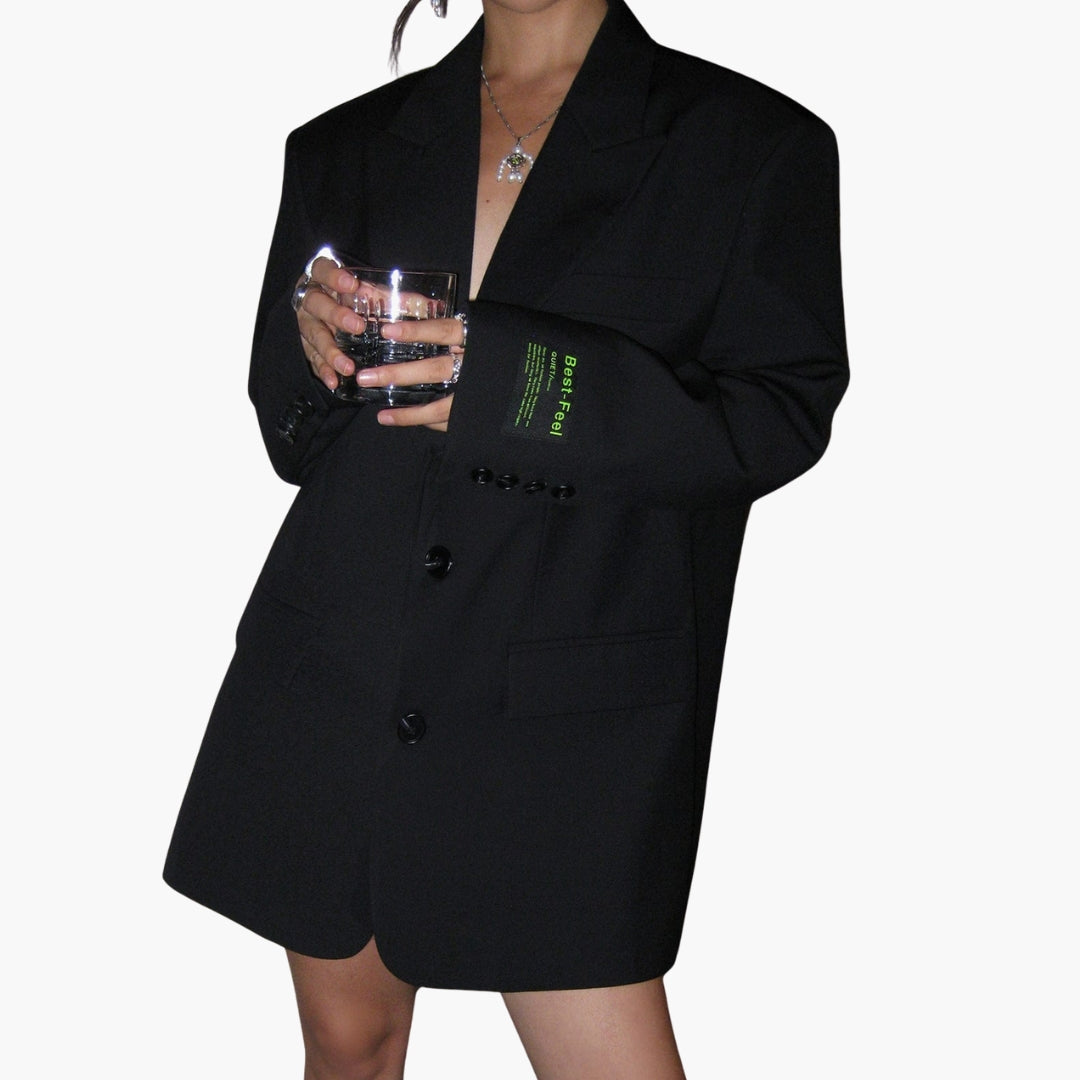 Blazer oversize mujer con solapa de cuello