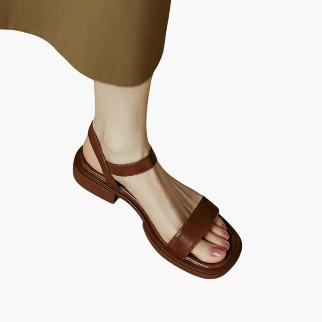 Femmes Sandales orthopédiques en cuir avec talon bloc