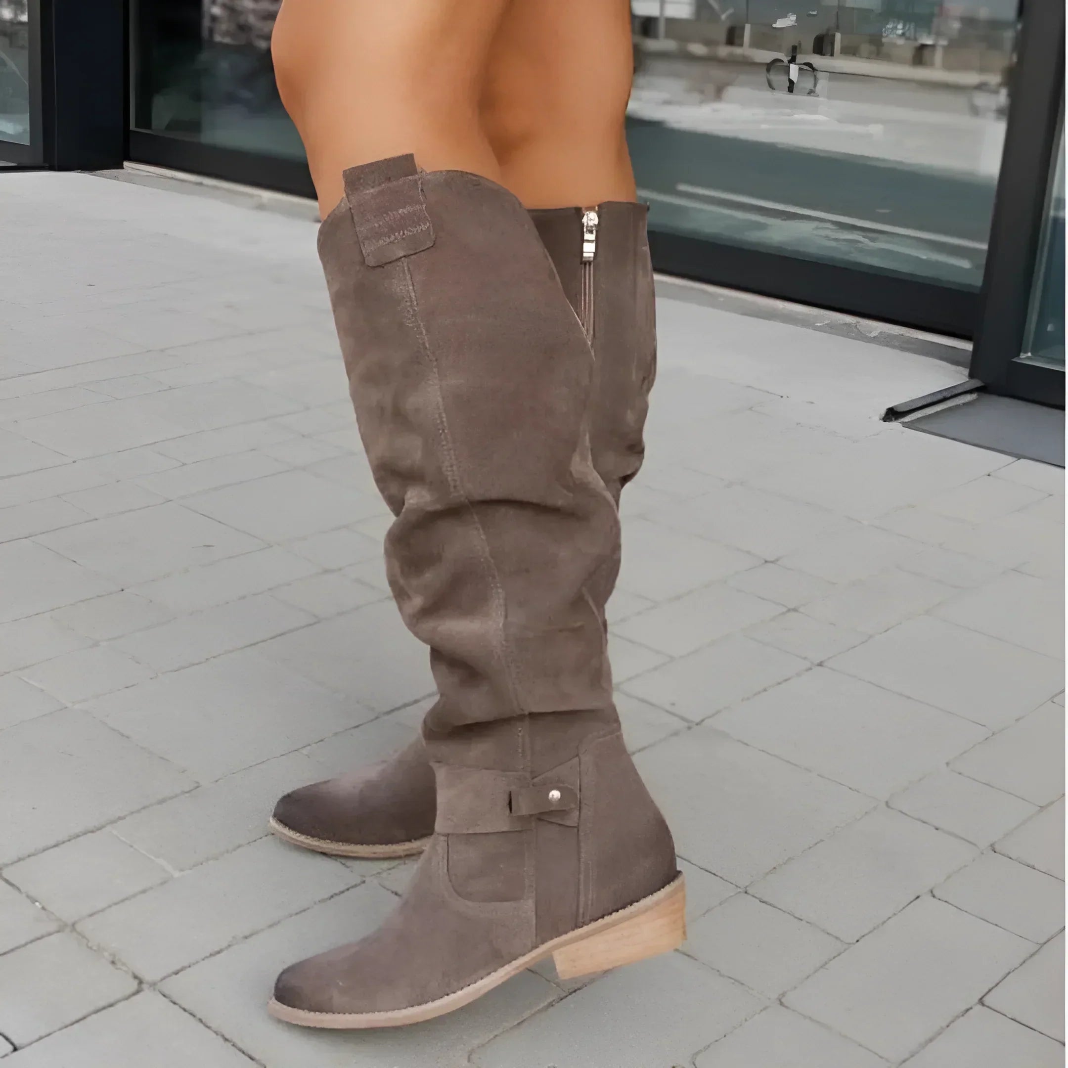 Bottes hautes femme en suédine | Style décontracté chic pour l’automne et l’hiver