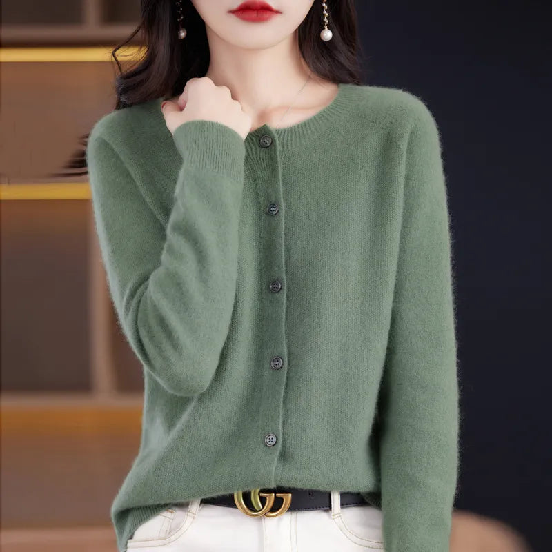 Gilet Femme En Maille Douce | Cardigan Chaud À Col Rond Pour L’Hiver