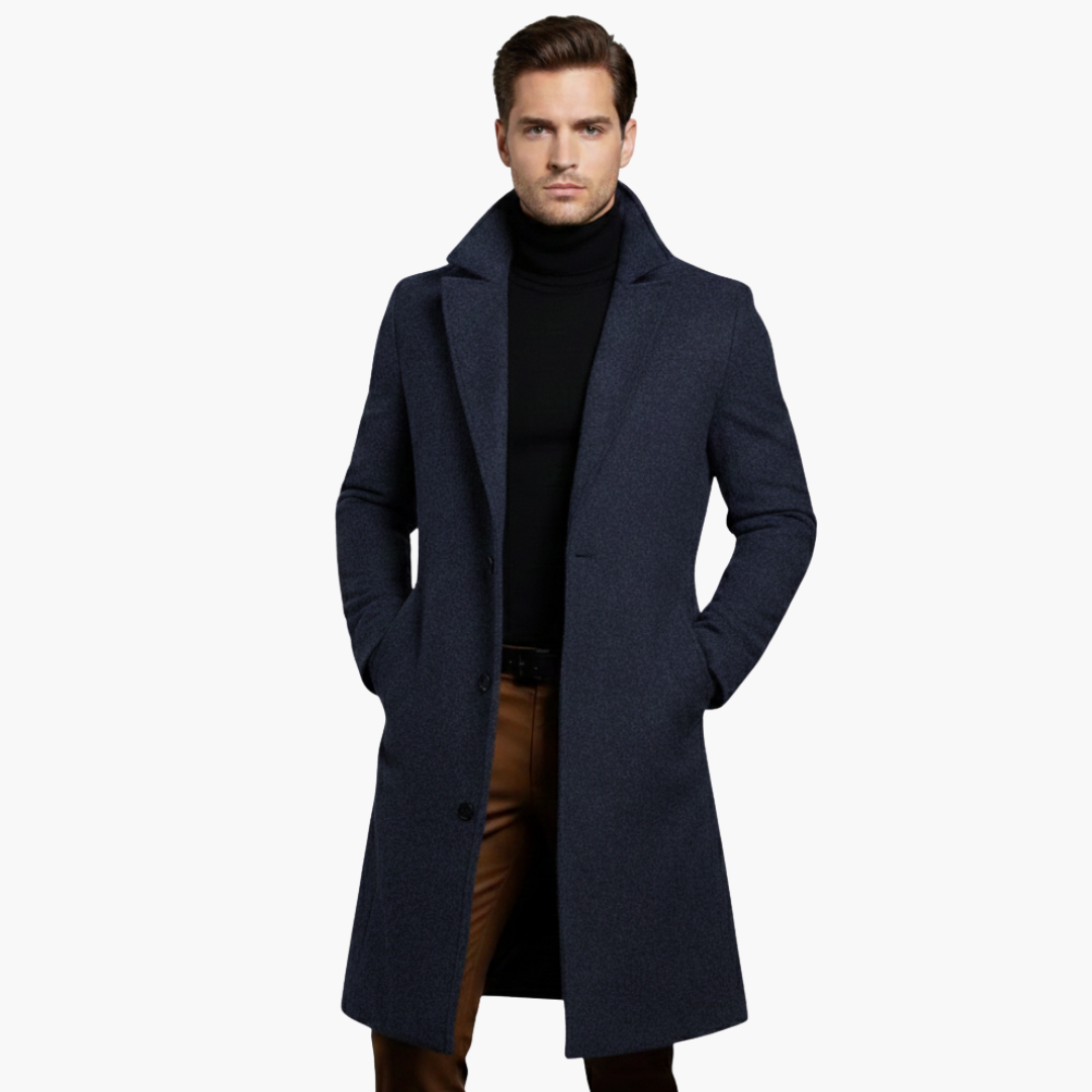 Trench homme long avec col à revers