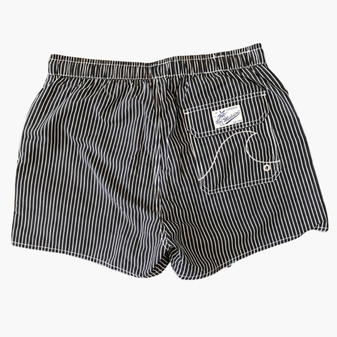 Short de bain homme à rayures en polyester à séchage rapide avec doublure en maille