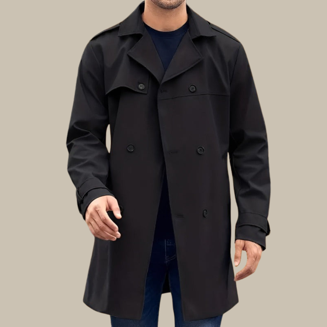 HUGO Trench-coat | Manteau long classique pour homme avec boutons, fermeture croisée pour occasions décontractées ou formelles