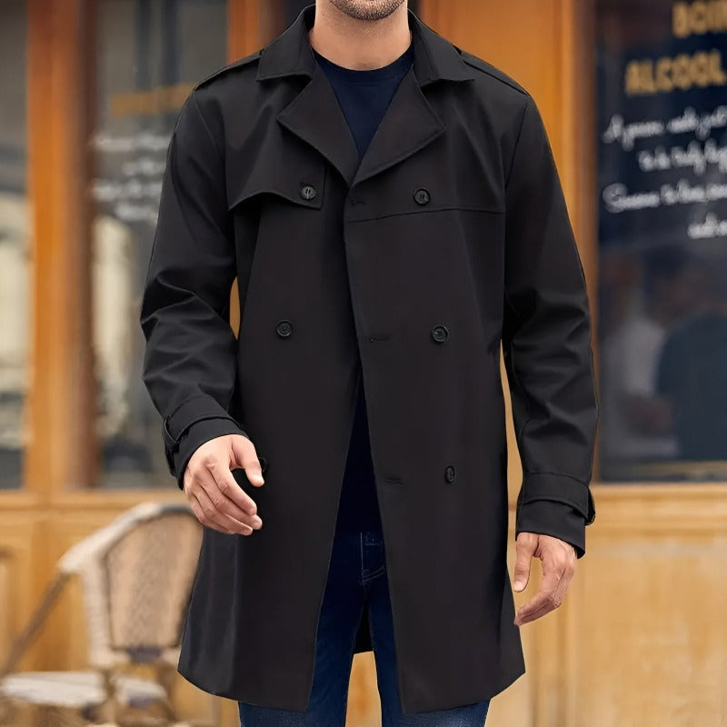 HUGO Trench-coat | Manteau long classique pour homme avec boutons, fermeture croisée pour occasions décontractées ou formelles