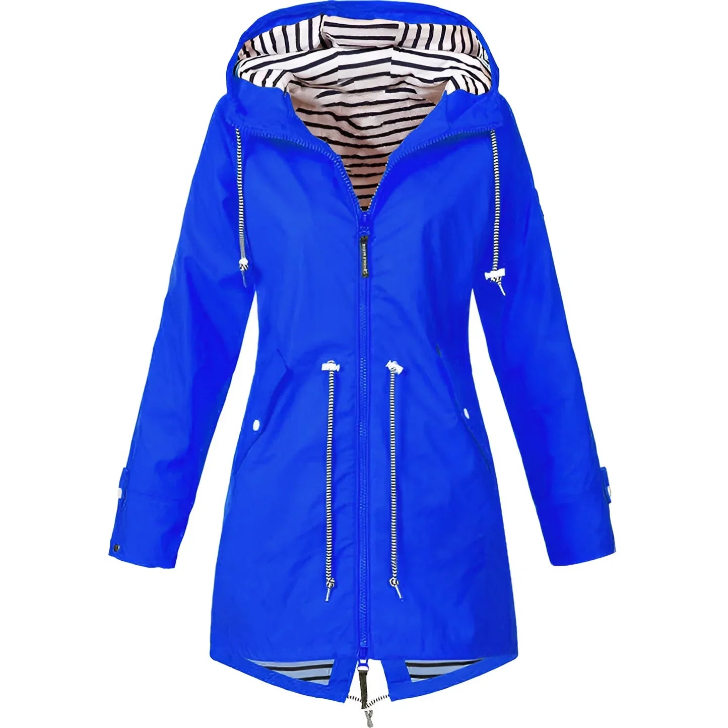 Veste femme coupe-vent déperlante | Longue, capuche réglable | Protection légère pluie et vent