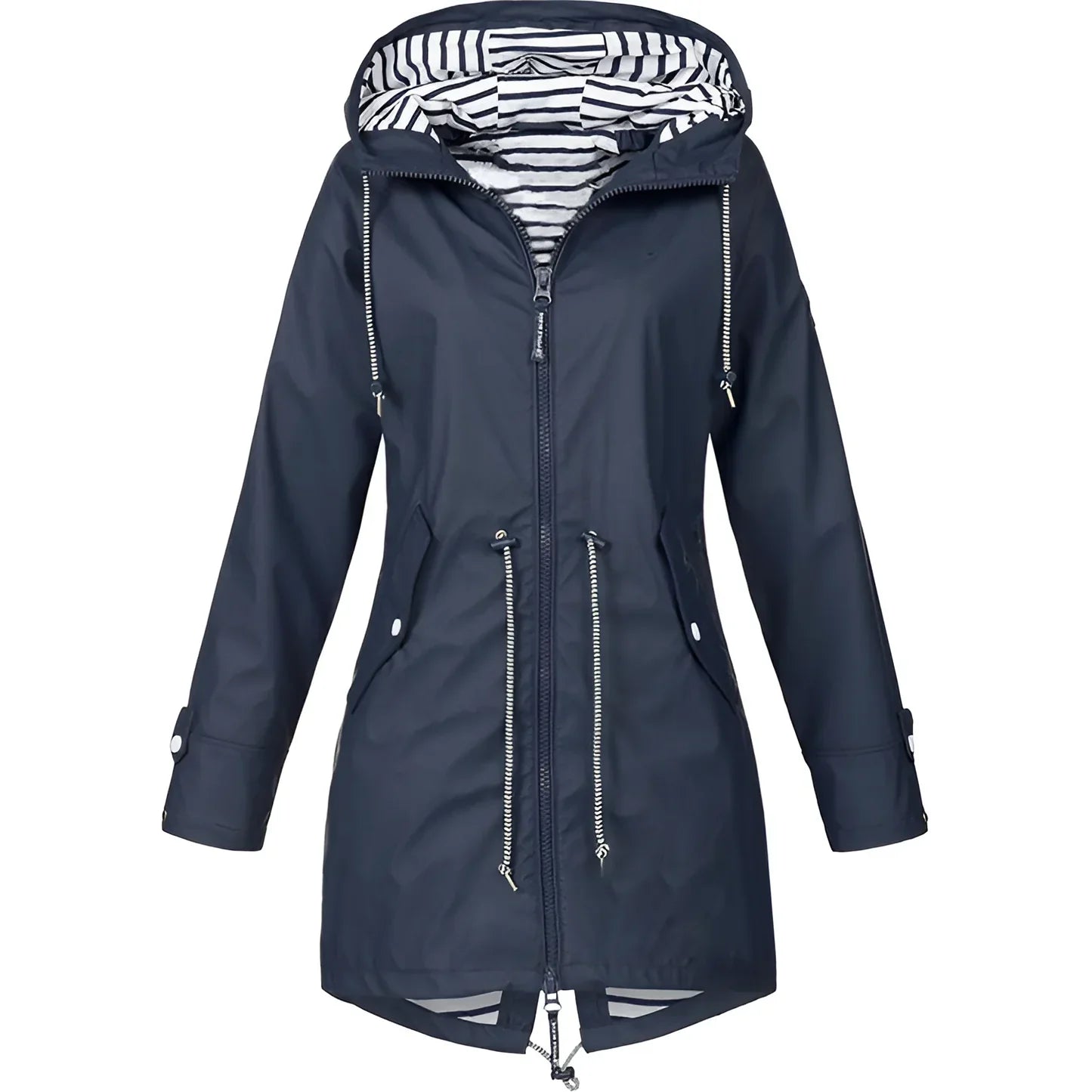 Veste femme coupe-vent déperlante | Longue, capuche réglable | Protection légère pluie et vent