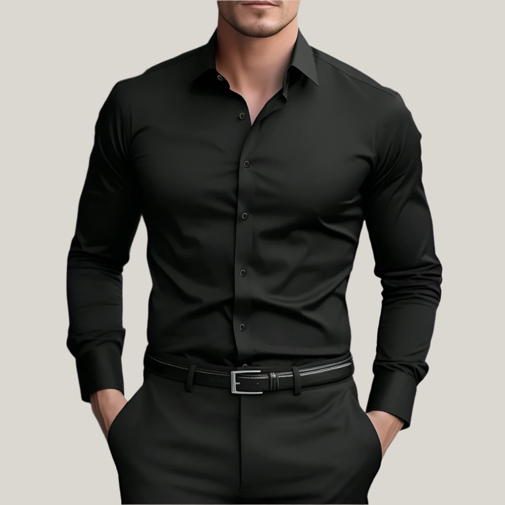 Chemise homme slim fit manches longues, tissu extensible respirant