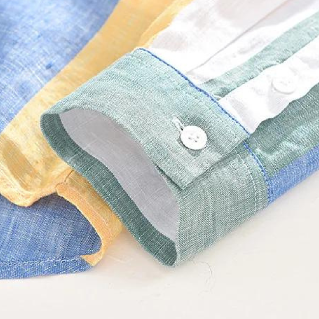 Chemise homme Seascape à rayures | Coupe légère, col classique, boutonnage intégral | Style estival, couleurs vives