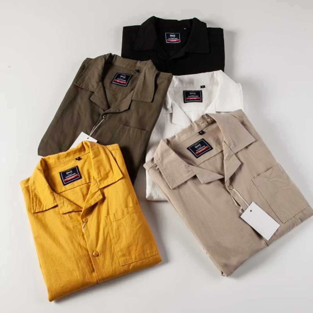 Polo homme col cubain Prime | Coupe oversize, poche poitrine | Style rétro moderne, polyvalent