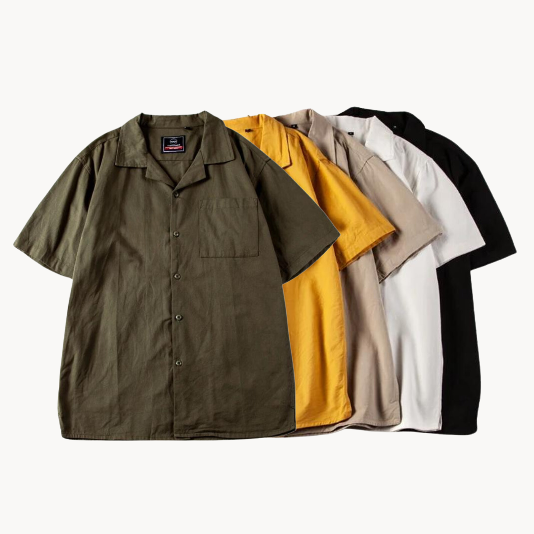 Polo homme col cubain Prime | Coupe oversize, poche poitrine | Style rétro moderne, polyvalent