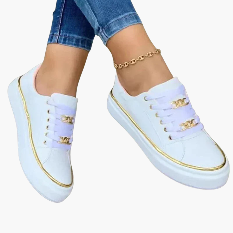 Baskets à lacets pour femme avec détail chaîne et semelle plate