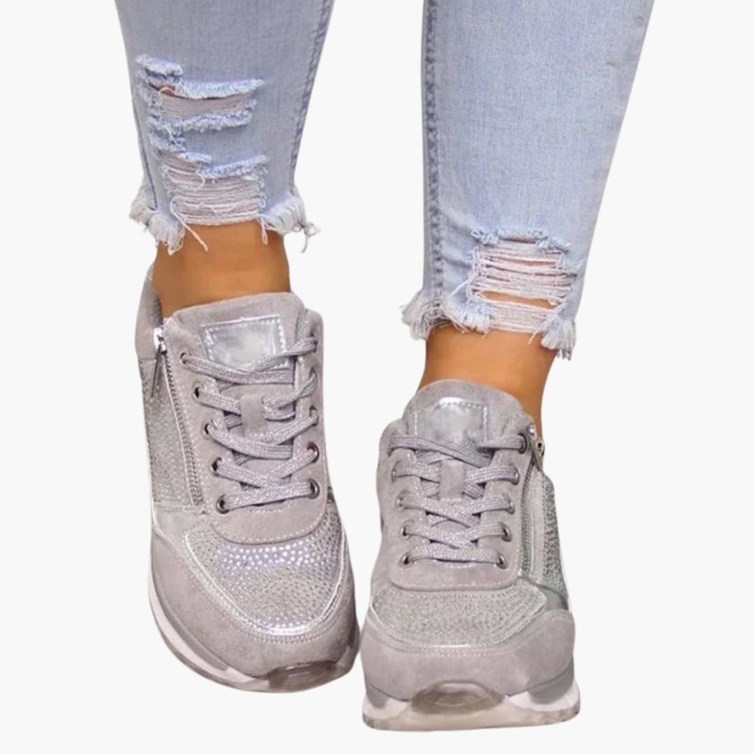 Baskets à lacets pour femme avec fermeture éclair latérale et semelle texturée