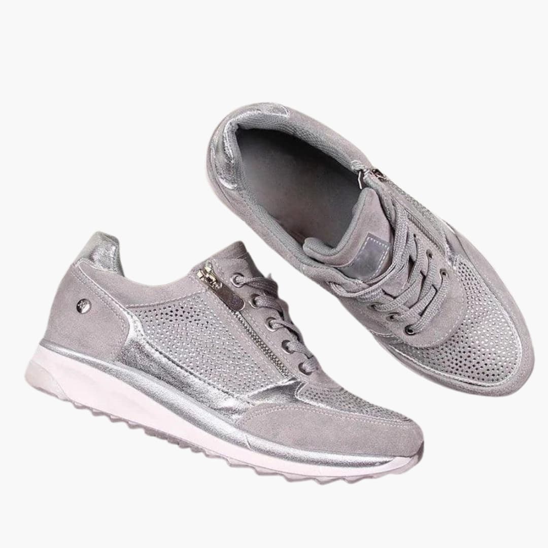 Baskets à lacets pour femme avec fermeture éclair latérale et semelle texturée