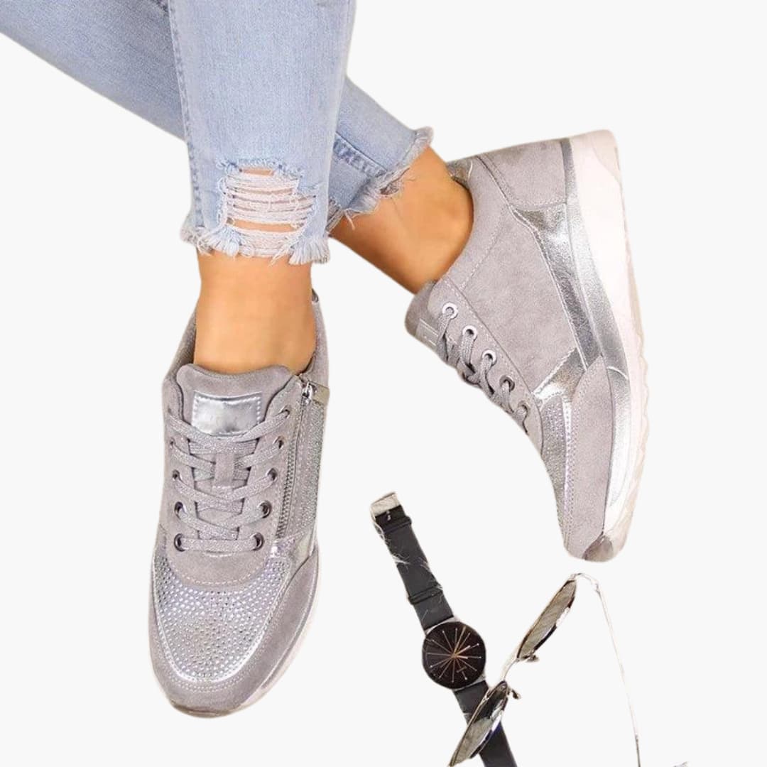 Baskets à lacets pour femme avec fermeture éclair latérale et semelle texturée