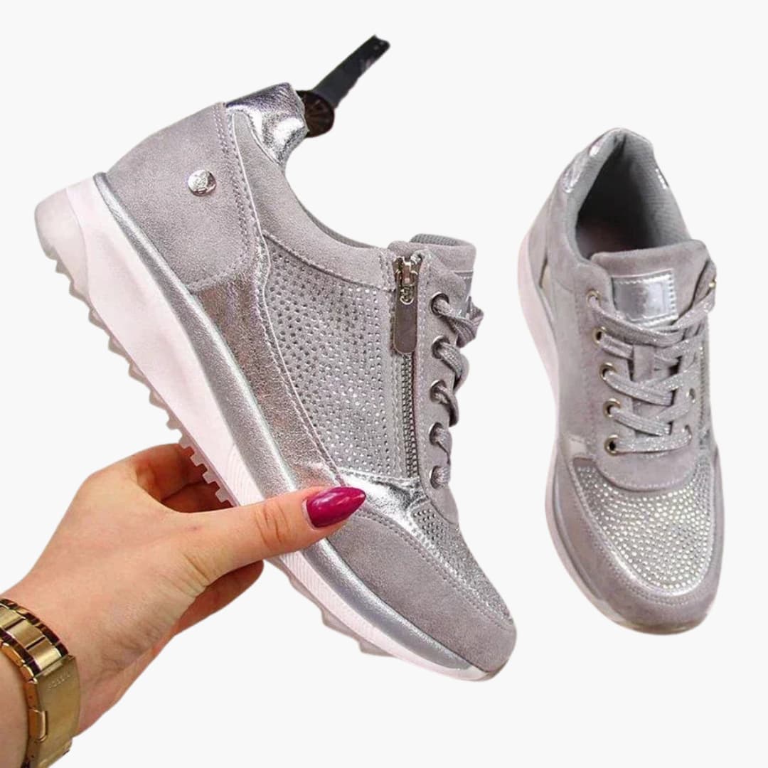 Baskets à lacets pour femme avec fermeture éclair latérale et semelle texturée