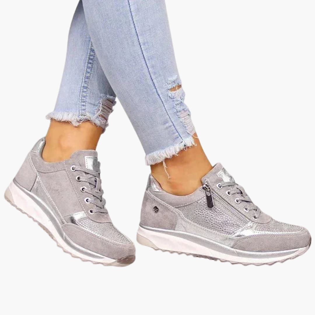 Baskets à lacets pour femme avec fermeture éclair latérale et semelle texturée