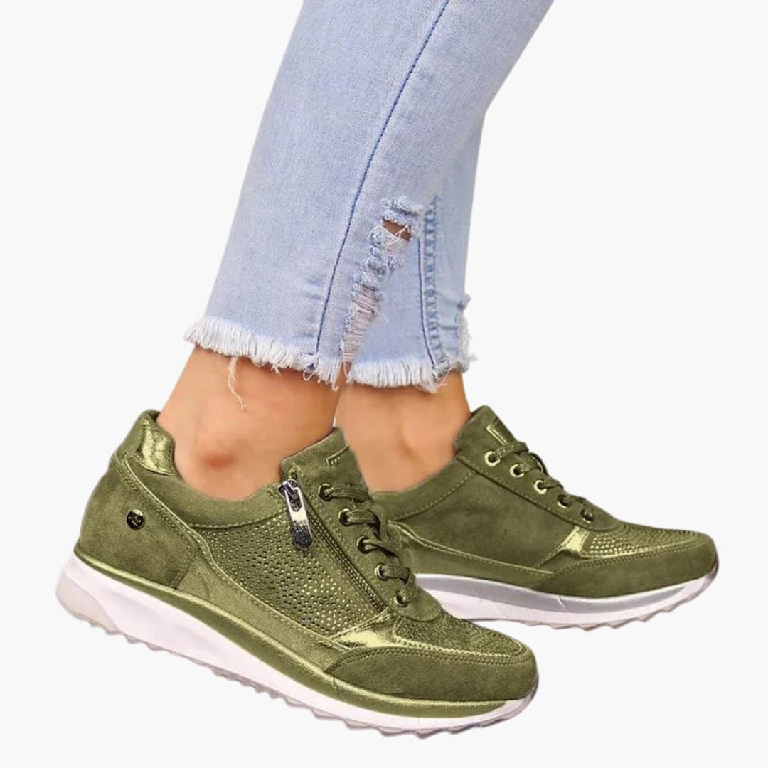 Baskets à lacets pour femme avec fermeture éclair latérale et semelle texturée