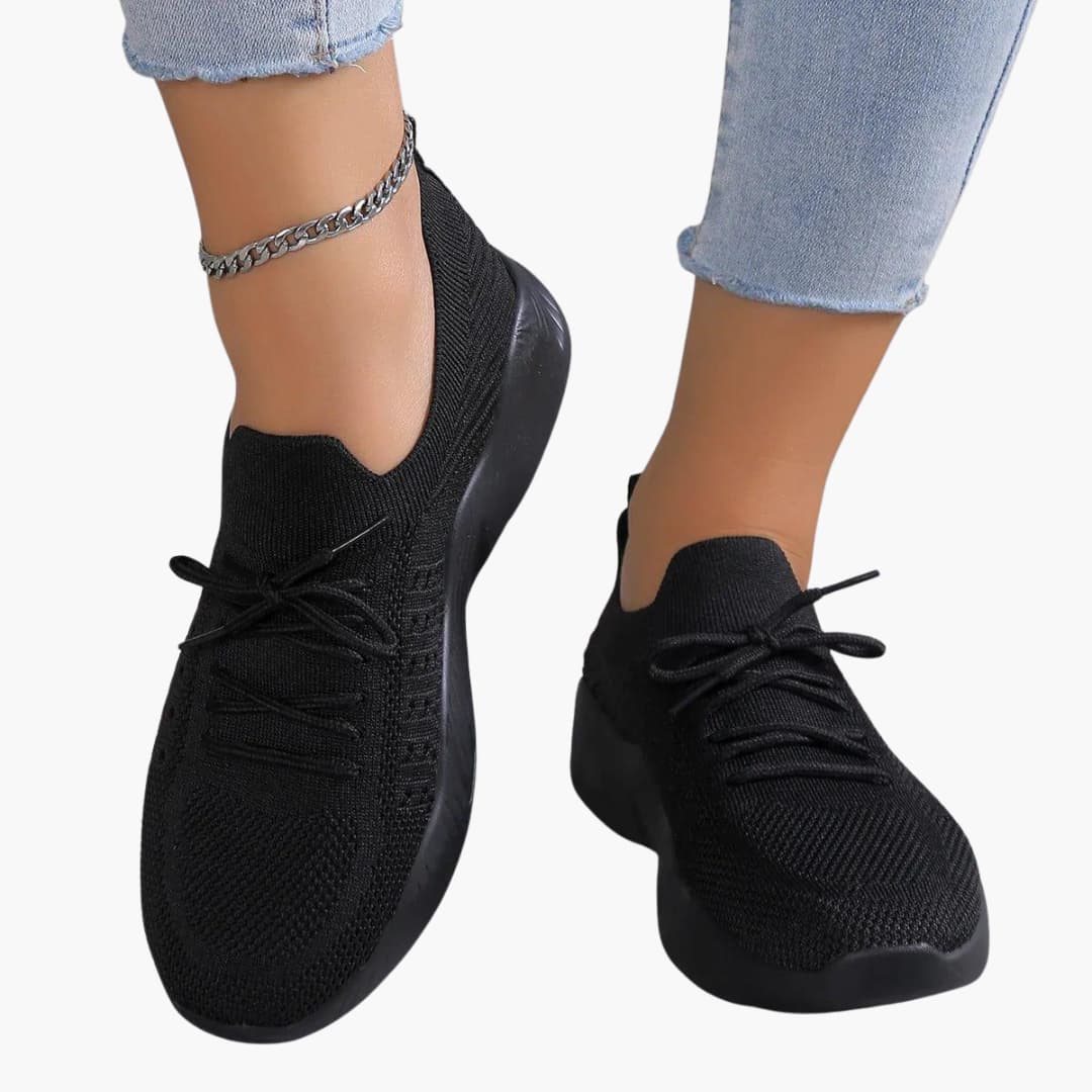 Baskets à lacets pour femmes avec tige en maille et semelle flexible