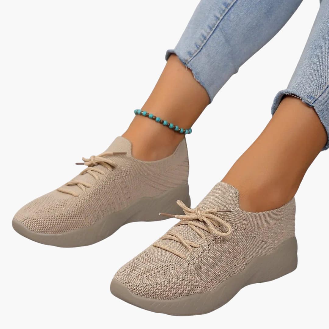 Baskets à lacets pour femmes avec tige en maille et semelle flexible