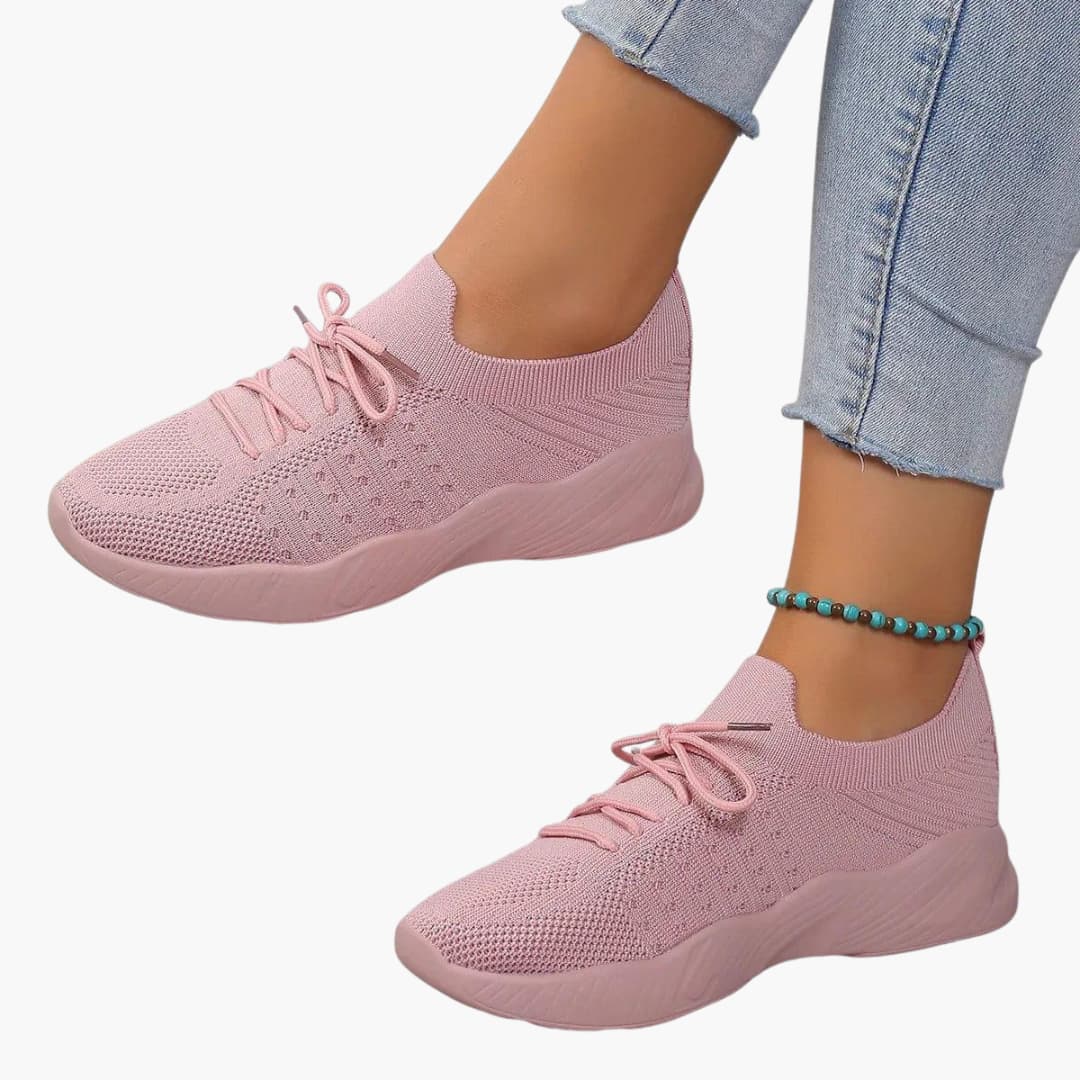 Baskets à lacets pour femmes avec tige en maille et semelle flexible