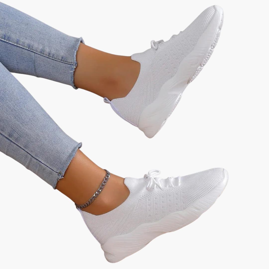 Baskets à lacets pour femmes avec tige en maille et semelle flexible