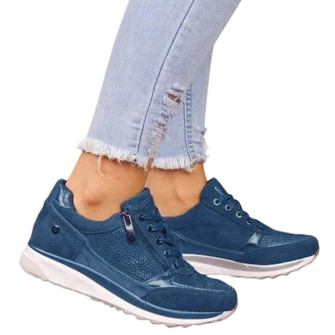 Baskets femme à lacets avec fermeture zippée latérale