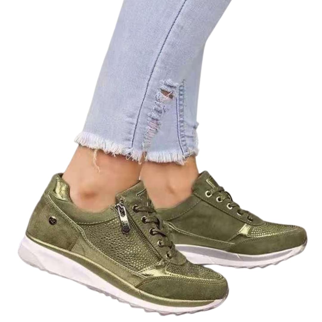 Baskets femme à lacets avec fermeture zippée latérale