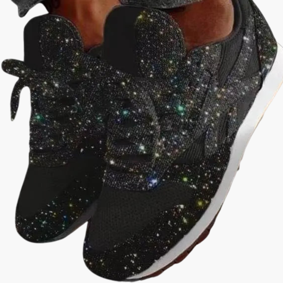 Baskets pour femme avec tige pailletée et semelle en caoutchouc