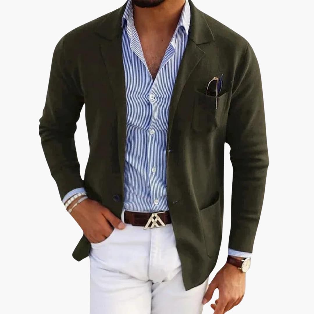 Blazer Cardigan Homme avec Col à Revers