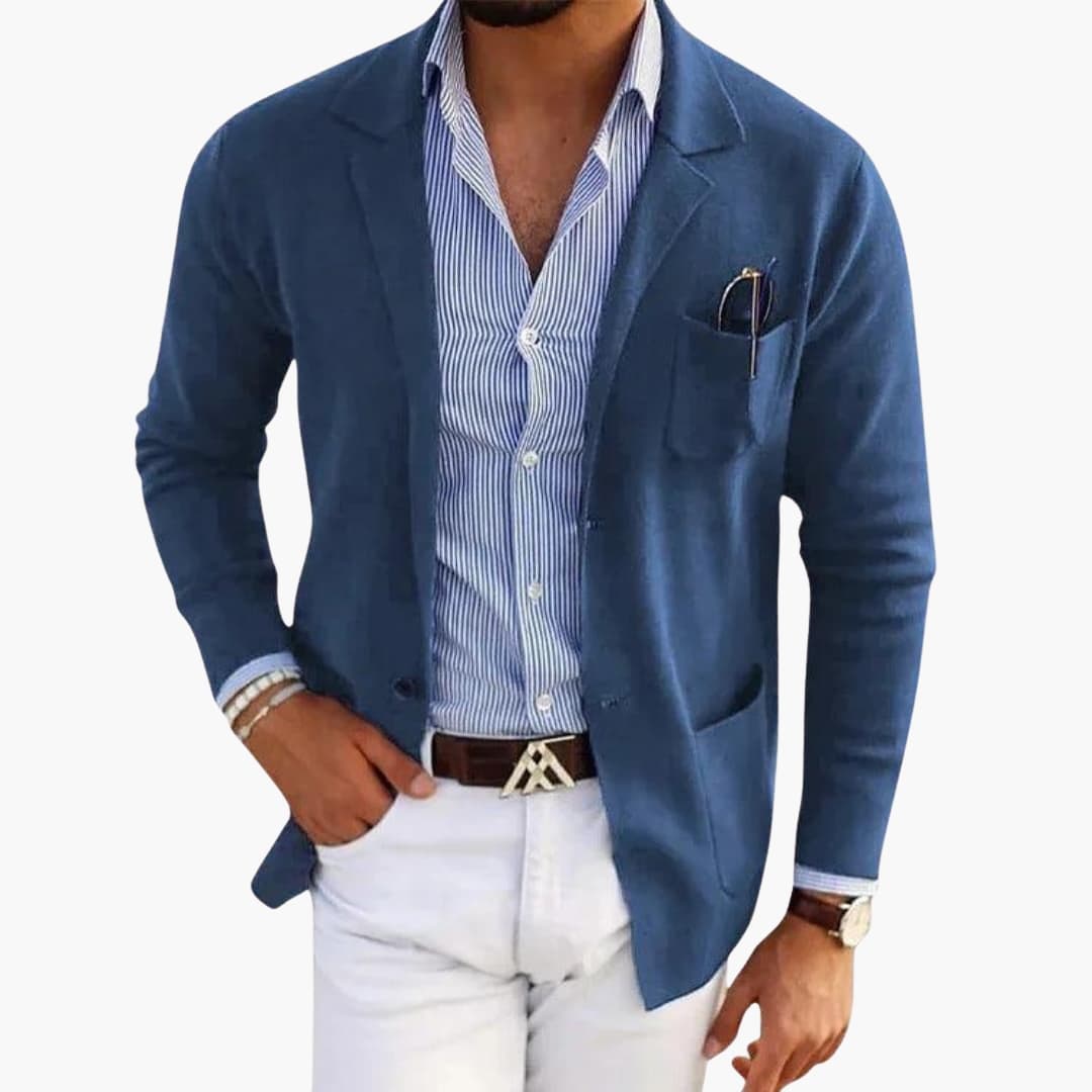Blazer Cardigan Homme avec Col à Revers