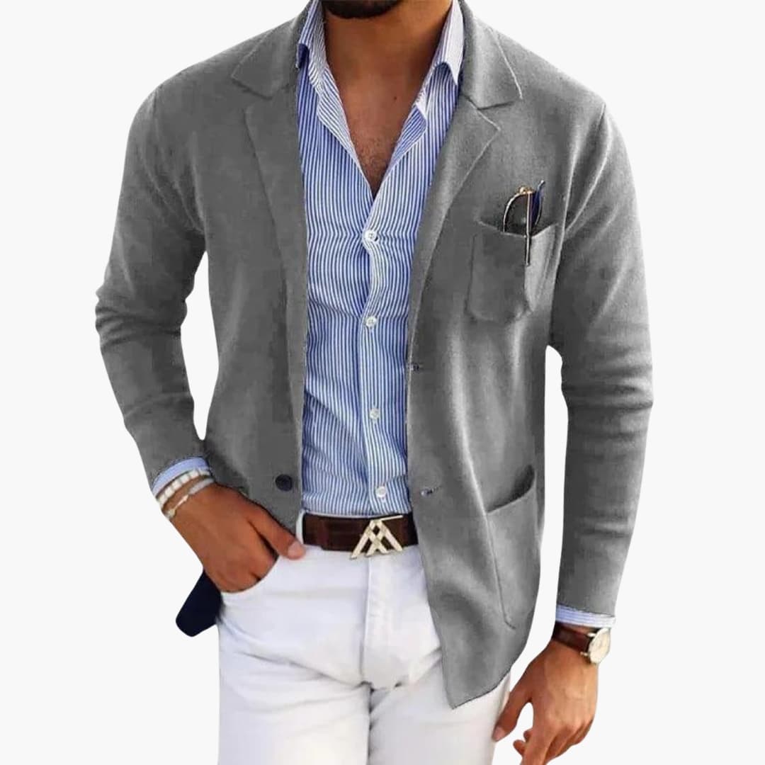 Blazer Cardigan Homme avec Col à Revers