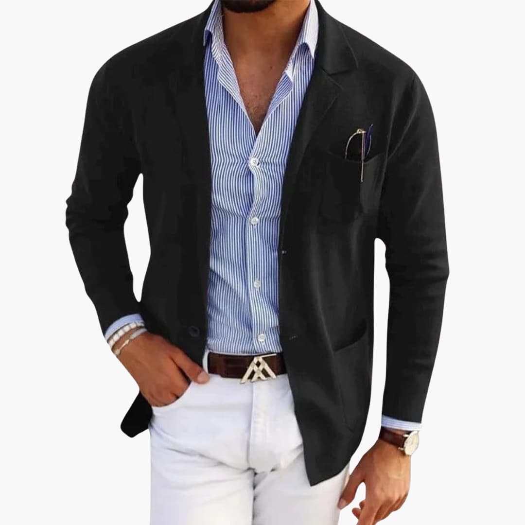 Blazer Cardigan Homme avec Col à Revers